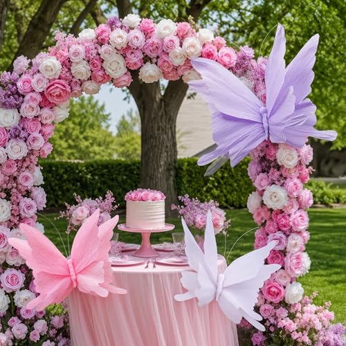 3 Pcs 3D Large Hanging Butterfly Decorations Large Butterfly Birthday Party Decorations 3D Crepe Paper Decoration for Wedding Party Birthday Baby Shower Garden(Purple, Pink, White,11inch,20 Inch) - color: Purple, Pink, White, size: 11inch,20 Inch