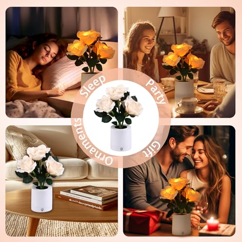 WSYEAR Forever Yellow Rose Flower Lamp Touch Lamp Mothers Day Christmas Valentines Day Birthday Gifts for Women Her Wife Girlfriend Daughter, Decor for Bedroom - color: YELLOW ROSE