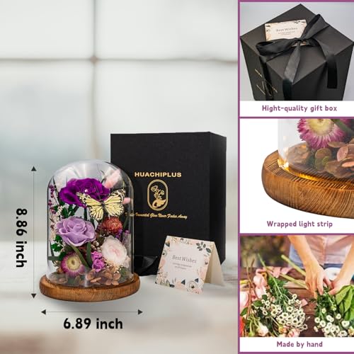 Forever Gifts for Her: Big Flower Big Love-Graduation Flowers for Daughter Wife Mom-Eternal Flower with Butterfly-Flowers for Delivery Prime on Anniversary Valentines Birthday (Purple) - color: Purple1