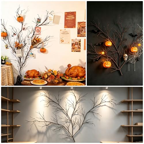 4Pcs Bendable Realistic Artificial Tree Branches Faux Cherry Blossom Wood Craft Twigs Garland Grape Cane Vines Plants Stick Wall Hanging Climbing Limbs For Jungle Event Party Halloween Arch Decoration