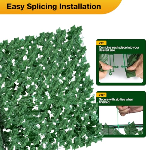Artificial Ivy Privacy Fence Wall Screen, 59 x 118 in Garden Fake Hanging Plants Vines, Aesthetic Faux Greenery Garland Leaves with Strengthened Joint Prevent Leaves Falling Off for Outdoor Decor - color: Green Ivy, size: 59.06*118.11in