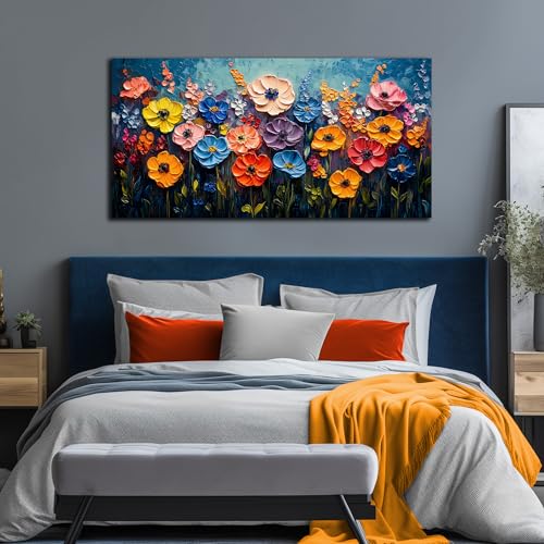 Flower Painting Wall Decor for Bedroom Teen Girl Colorful Paintings for Wall Floral Wall Art for Office Women 24 x 48 Inch - color: Colorful, size: 48"L x 24"W