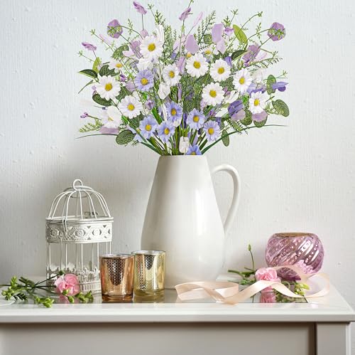 Yen Jean 8 Bundles Spring Artificial Fake Flowers Decor - Faux Silk Wildflower Bouquet Decorations for Home Vase Table Centerpieces