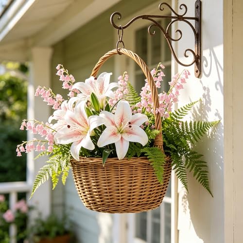 Kimura's Cabin 6Pcs Tiger Lily Artificial Flowers Real Touch Faux Lilies with Stems Fake Plants Lilys Bouquet for Easter Floral Arrangements Wedding Home Table Centerpiece Decor(Pink core White) - color: Pink Core White