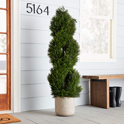Nearly Natural Double Pond Cypress 4 ft. H Spiral Topiary UV Resistant with 1036 Leaves (Indoor/Outdoor) - size: 10 in x 48 in x 10 in