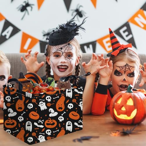 Halloween Ghost thriller basket,Empty Halloween basket,Horror and thriller decor,Trick or Treat Box for Boys and Girls,Horror decor(Cute pumpkin) - color: Cute pumpkin