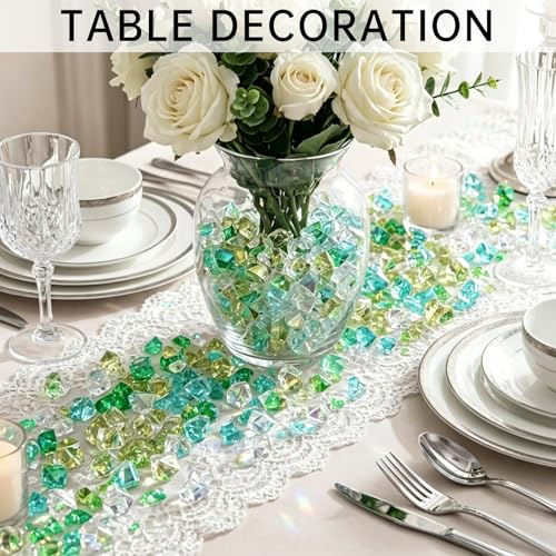 150 Pcs Fake Ice,17 * 23mm,Green Series Acrylic Gems Vase Filler,Plastic Diamonds for Table Decoration DIY Craft Aquarium Display Party Centerpieces. - color: Green Series, size: 17MMx23MM