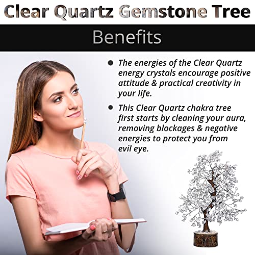 ANAYA AGATE Clear Quartz Crystal Trees for Home Decor, Office Desk Decor, Chakra Healing Crystals & Stone for Positive Energy, Money, Good Luck, Tree of Life Spiritual for Women & Mom - color: Clear Quartz