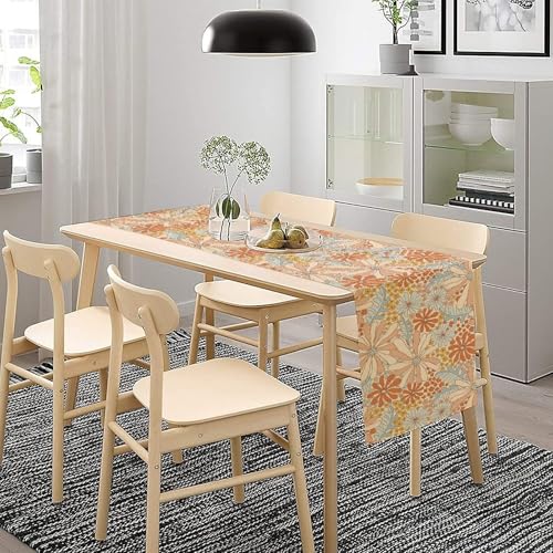 Retro Mid Century Hippie Table Runner Vintage Groovy Abstract Florals 1960s 1970s Boho Flower Dinner Runner for Country Farmhouse Home Kitchen Birthday Party Holiday 36X13inch - color: Bohoflower-11, size: L36"x W13"