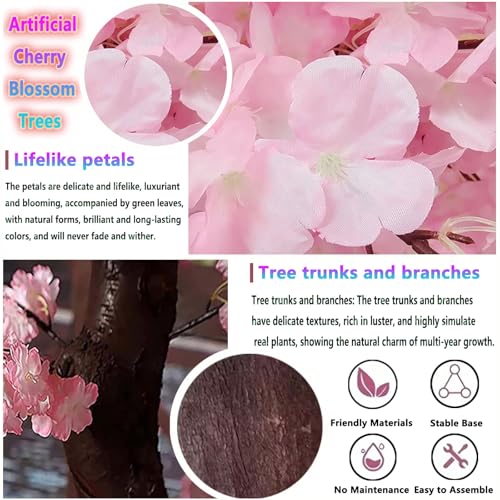 8.2FT Tall Artificial Cherry Blossom Trees Large for Indoor Outdoors,Pink Faux Fake Cherry Blossom Tree for Wedding Party Office Shopping Hotel Restaurant Living Room Home Decor - color: Pink, size: 8ft 2in