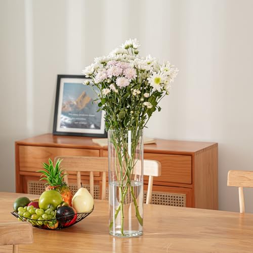Flower Vase Acrylic Cylinder,11.81" Tall Clear Vase for Centerpieces,Wedding Decorative,Home Décor, Non Breakable Plastic, 3.94"X11.81" Tall Round - Clear - size: Single - 3.94"x11.81"