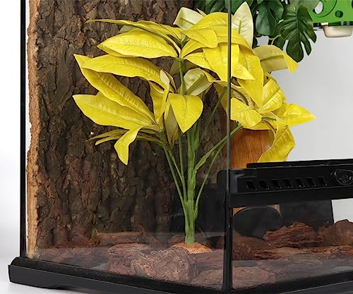 Fake Yellow Money Tree Plant, Reptile Decor for Terrarium, Crested Gecko Tank Accessories fit Leopard Gecko Bearded Dragon Lizard Chameleon Snake Tortoise - color: O-fake Yellow Money Tree Plant