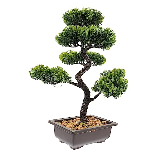 Space Saving Faux Bonsai Pine Tree Decorative Plant Ornament, 418g - color: As Shown 1