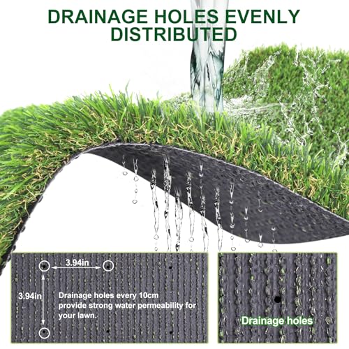 Artificial Grass Turf 3 Feet X 15 Feet, 1.38" Height Perfect Fake Grass Rug with Drainage Holes, Indoor/Outdoor Artificial Turf Mat for Garden Lawn Balcony Pet Landscape Decoration - size: 3 Feet X 15 Feet