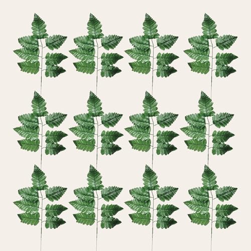 Bagged Set of 6 Silk Leather Fern Bundles - Each Bundle Contains 12 Individual Stems- Total of 72 Greenery Stems