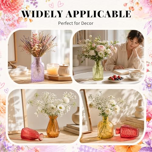 12 Pack Glass Bud Vase Set, Small Flower Vase Set Bud Vases for Wedding Centerpiece Table Decor, Vintage Small Vases for Room Home Dining Party Table Center Decor (Colorful Set, 12 Pack) - color: Colorful Set, size: 12 Pack