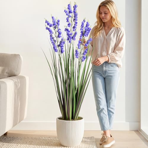 Ttranewsoo Green Onions Home Decor Fake Plants Lily of The Valley Snake Plant Home DéCor Accents Artificial Grass Room Decor Artificial Plants Indoor Artificial Grass 36" 1 Pack(Purple) - color: Violet