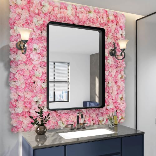 Flower Wall Backdrop 12-Pack 16.5x16.5 Inch Artificial Rose Silk Flowers Panels-Floral Wall Panel Wedding Photo Backdrop Photography Backdrop Event Party Decoration-Pink - color: Pink, size: 16.5inch