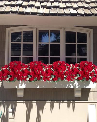 DuHouse Artificial Flowers for Outdoor Indoor Garden Home Decoration 6 Bundles Artificial Geranium Flowers for Outdoors UV Resistant Faux Flowers for Kitchen Table Centerpieces Decor - color: Red