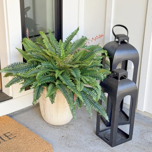 CQURE 128 Branches Fake Ferns Artificial Plants Large, 50" Set of 2 Artificial Boston Ferns Faux Hanging Fake Plants for Outdoors Planter Home Garden Decor - size: 50'' 128 leaves-2pcs