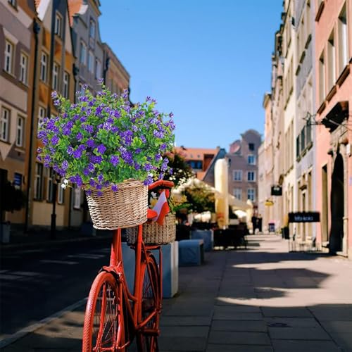 Outdoor Artificial Flowers, Outdoor Faux Plants UV Resistant hrubs,Faux Flower for Indoor Outdoor Planters Spring Summer Window Boxes Decoration (A-Purple, 12 PCS) - color: A-purple