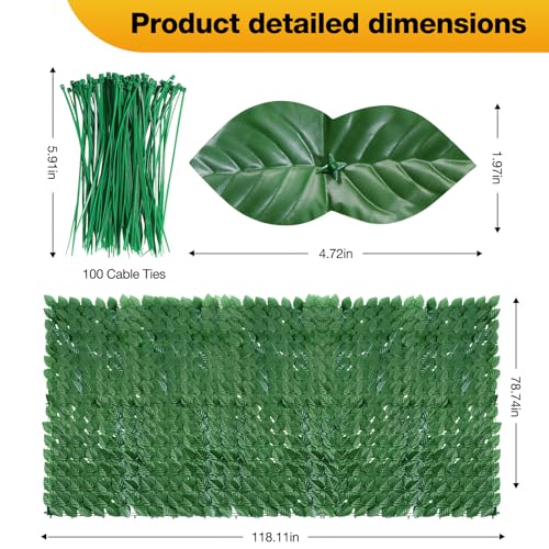 Artificial Ivy Privacy Fence Wall Screen, 79 x 118 in Garden Fake Hanging Plants Vines, Aesthetic Faux Greenery Garland Pothos Leaf with Strengthened Joint Prevent Leaves Falling Off for Outdoor Decor - color: Pothos leaf, size: 78.75*118.11in