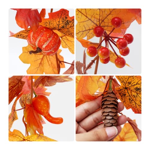 MAKHOT Fall Decor -5.9 Ft Autumn Thanksgiving Maples Leaf Garland-Fall Decor Garland for Halloween Mantle Fireplace Farmhouse Harvest Decorations for Home Outdoor Indoor Porch - color: Maple-1pcs