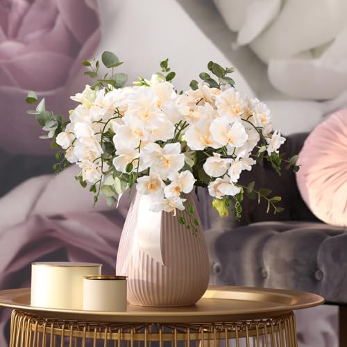 6 PCS Artificial Orchid Stems 33.5" Tall 9 Large Petals Fake Champagne Phalaenopsis Flower Arrangements for Home Wedding Living Room Table Centerpiece Office Table Decor Champagne - color: Champagne（6pcs）