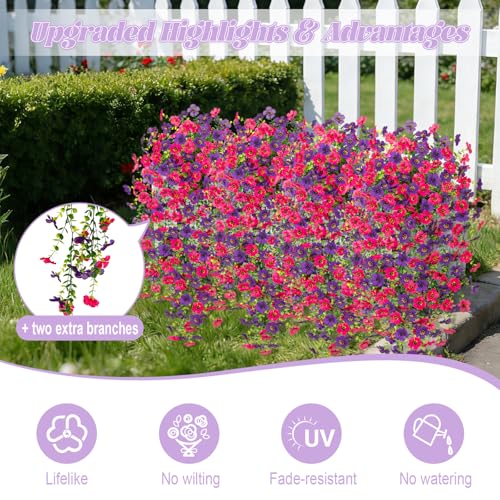 Fake Artificial Hanging Flowers for Outdoors Decoration, 2 PCS Faux UV Resistant Artificial Outdoor Flowers, Fake Plants Look Real Daisy No Fade Spring Decor for Porch Home Patio Balcony and Yard - color: Hanging Flower (Light Purple)