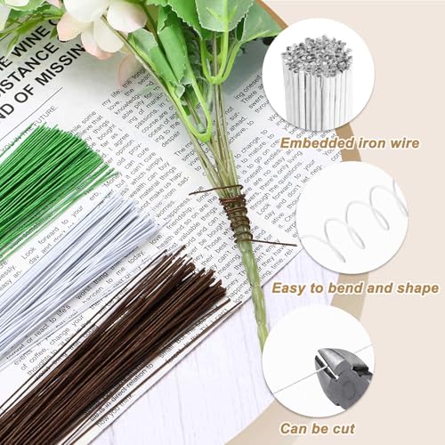 MECCANIXITY 100pcs White Floral Wire Stems Bendable 0.9mm 20 Gauge Florist Wire for Artificial Flower Making Crafts Wreaths Supplies - color: White, size: 0.9mm