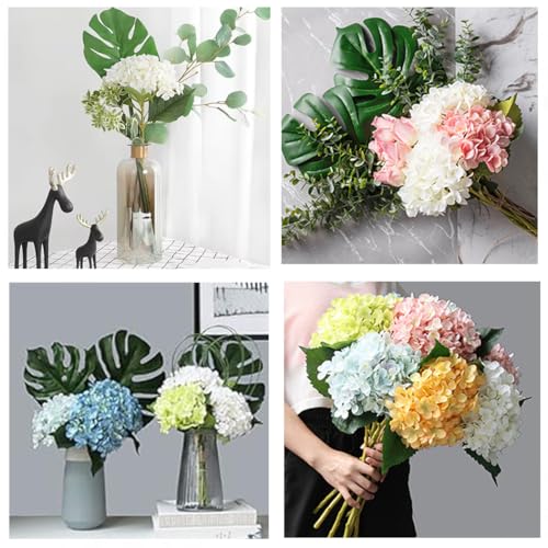 8pcs Pink Hydrangea Artificial Flowers 27.59" Large Realistic Single Long Stem Faux Silk Hydrangea Bouquets Flowers Arrangements Home Office Decor Wedding Centerpieces DIY - color: Pink