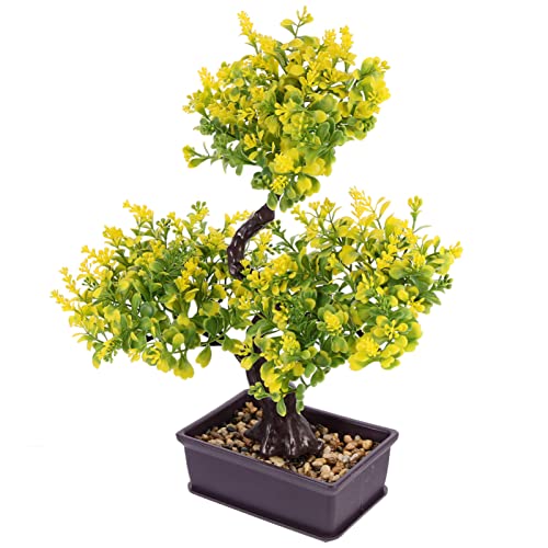 EXCEART Faux Bonsai Plastic Plant Yellow Artificial Desktop Decor - color: Yellow