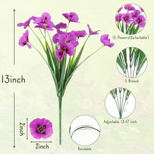 HUITEM 24 Pcs Artificial Flowers for Outdoors, Fake Pansy Uv Resistant Silk Faux Outdoor Flowers, Spring Flowers for Planter Front Door Porch Yard Patio Window Box Home Decor (3 Color) - color: 3 Color