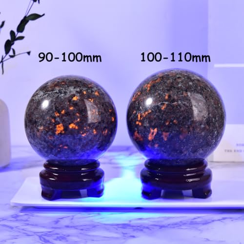 Large Yooperlite Sphere Natural Yooperlite Stone Healing Crystal Ball with Stand Energy Meditation Decor 100-110mm/3.9-4.3" - color: Yooperlite, size: 3.9 - 4.3 inches