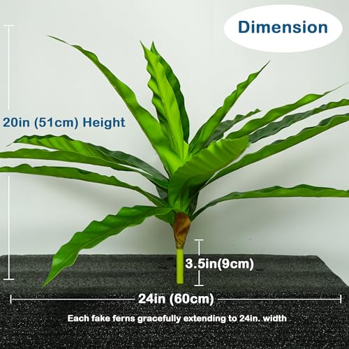 4pcs Artificial Bird Nest Fern Fake Dracaena Plans Faux Greenery Stems for Indoor Outdoor