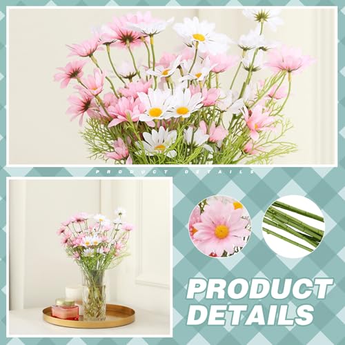 12 Bundles Daisy Artificial Flowers Small Colorful Daisy Flowers Bouquet with Stems Fake Daisies Floral for Table Vase Centerpiece Floral Arrangements Wedding Decoration (Pastel) - color: Pastel