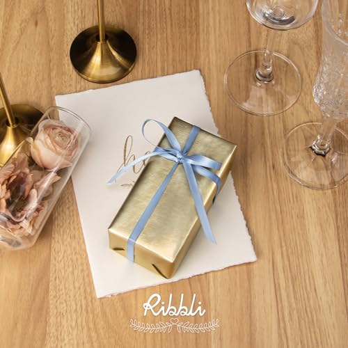 Ribbli Dusty Blue Satin Ribbon,Double Faced Satin 1/4 inch x Continuous 25 Yards,Use for Bows Bouquet,Gift Wrapping,Wedding Decoration,Floral Arrangement - color: Blue Dusty, size: 1/4 inch