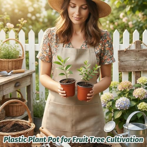 STARSIDE 100 Pack 4 Inch Nursery Pots, Durable Plastic Plant Pots for Seedlings, Seed Starter Pots with Drainage Holes, Come with 100 Plant Labels for Vegetables, Flowers, and Succulent Cuttings