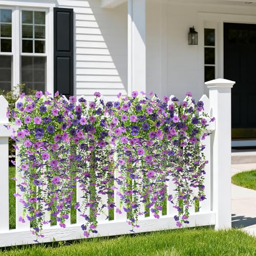 ZFProcess Artificial Hanging Flowers Plants for Outdoor Spring Summer Decoration, 2PCS Faux Silk Daisy UV Resistant Look Real for Outside Home Indoor Planter Porch Garden Yard Decor(Dark Orchid) - color: A Dark Orchid