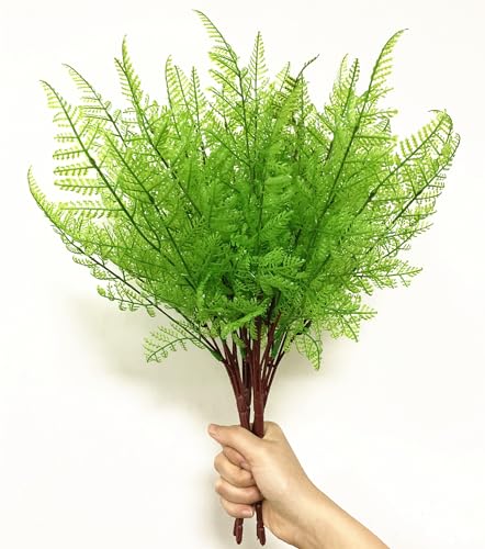 PASYOU Artificial Ferns Plants, Fake Fern Bushes Plastic Leaves Shrubs Décor for Indoor Outdoor Garden Party Verandah Wedding DIY Decoration Planter Filler Greenery 4 Pcs - color: Green Fern Shrubs / 4 Pack