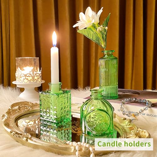 Charm Glass Bud Vases, Small Flower Vases in Bulk for Centerpieces, Vintage Mini Vases for Wedding Decor, Home Table Decorations Diffuse Bottles,Ideals (Pack of 30,Light Green) - color: Light Green, size: 30 pcs