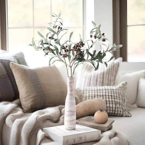 ALMA 13" Tall White Ceramic Vase for Table Centerpiece,Small Flower Vase for Roses,Thin Bowl Vase for Home Decor Living Room, Boho Bathroom,Beachy Room,Coatsal Bedroom,Modern Office Decor - color: Bow-white-13"