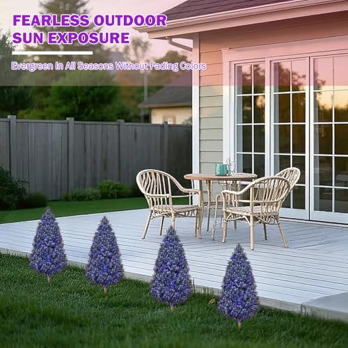 2PACK Artificial Boxwood Topiary Trees Outdoor Tall Artificial Lavander Plants with Stakes, 3.3FT Purple Faux Shrubs Bushes Evergreen UV Resistant for Outdoor Planter,Porch, Garden,Spring - color: Purple