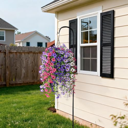 INQCMY Artificial Fake Hanging Plants Flowers Basket for Spring Outdoor Outside Porch Decoration,UV Resistant Faux Silk Flower in Planter for Home Patio Balcony Garden Yard Decor,Mixed Color - color: Mixed Color1(2 Deep Purple,2 Light Purple,2 Deep Pink,2