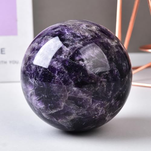 Large Dream Amethyst Crystal Ball with Stand Healing Crystals Sphere for Meditation, Divination, Witchcraft 110-120mm/4.3-4.7" - color: Dream Amethyst, size: 4.3 - 4.7 inches