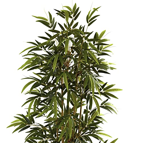 Nearly Natural 6ft Artificial Bamboo Tree for Indoor Home Décor, Fake Bamboo Floor Plant with Natural Trunks and Over 1,000 Realistic Leaves in Black Nursery Planter