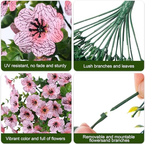 INSPRING Artificial Faux Outdoor Outside Flowers Plants, 2 PCS Fake Silk UV Resistant Look Real Pink Daisy Trailing Vines for Front Door Porch Planter Urn Patio Balcony Decoration - color: Pink
