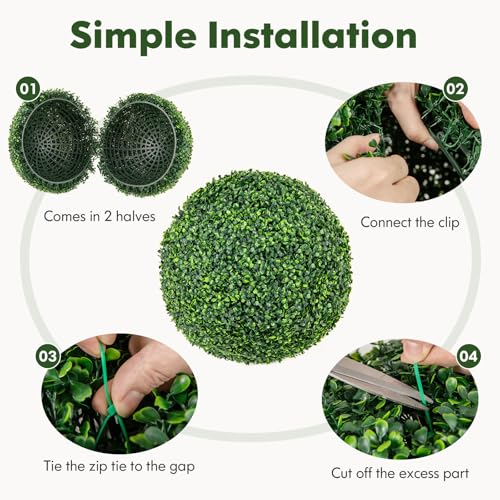Goplus 2 PCS 20 Inch Artificial Plant Topiary Ball, Round Faux Boxwood Balls Outdoor, Fake Plant Sphere for Front Door, Porch, Backyard, Balcony, Patio, Garden, Wedding and Home Décor - size: 20 Inch