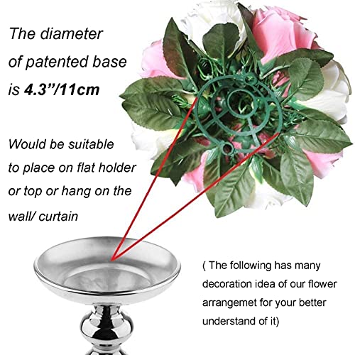 Flower Balls Wedding Rose Centerpieces: 10pcs Fake Flowers Decor for Table | Artificial Champagne White Kissing Balls Floral Arrangements - Faux Flower Bouquet with Base Home Party DIY Decorations - color: Peach Champagne & White