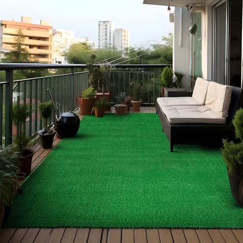 Rugshop Artificial Turf Solid Grass for Backyard, Garden, Patio, Balcony, Garage, Deck Indoor Outdoor Area Rug 5' x 7' Green - size: 5' x 7' (Rectangular)